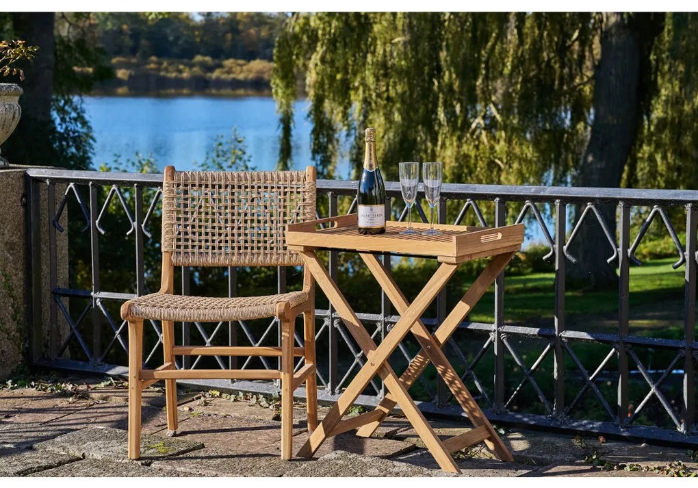 Rendo tálcás kisasztal, teak fa, natúr, 60x40x70 cm