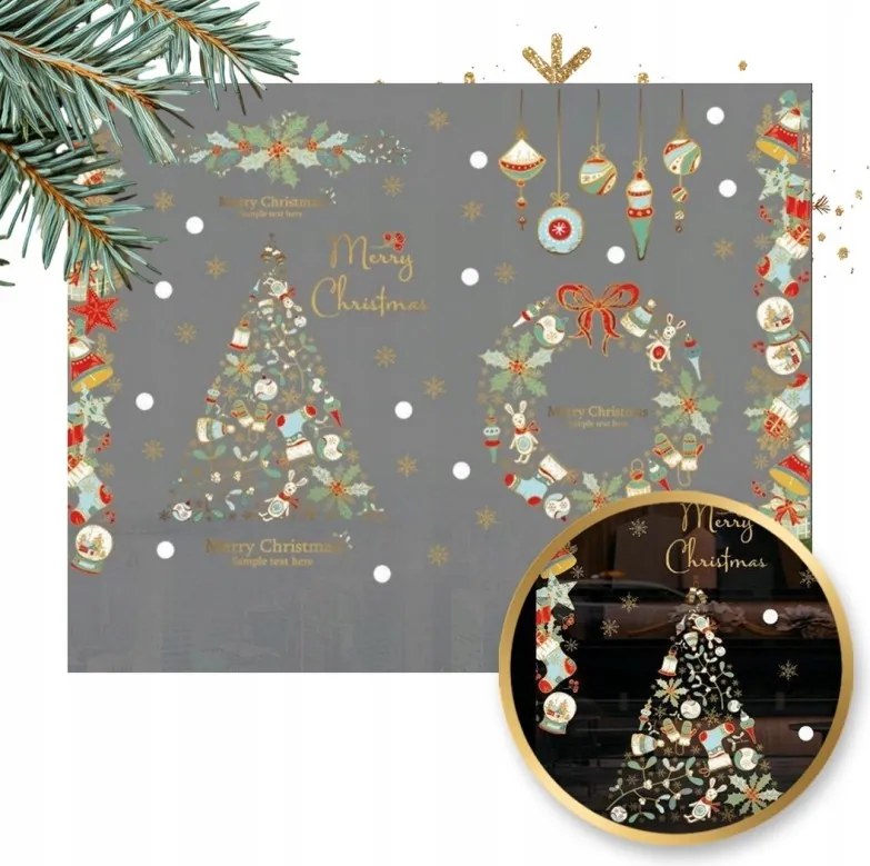 Karácsonyi Díszek Üvegmatrica Mikulás Dekoráció 2 Db