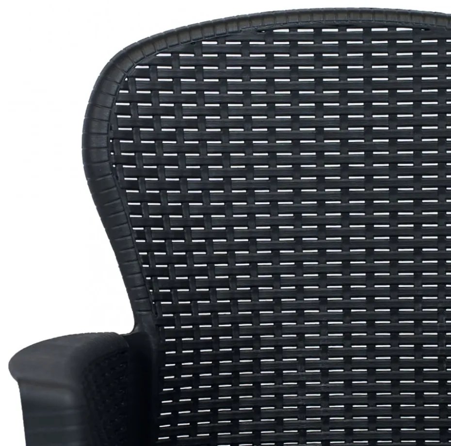 7 részes antracit rattan hatású műanyag kültéri étkezőgarnitúra