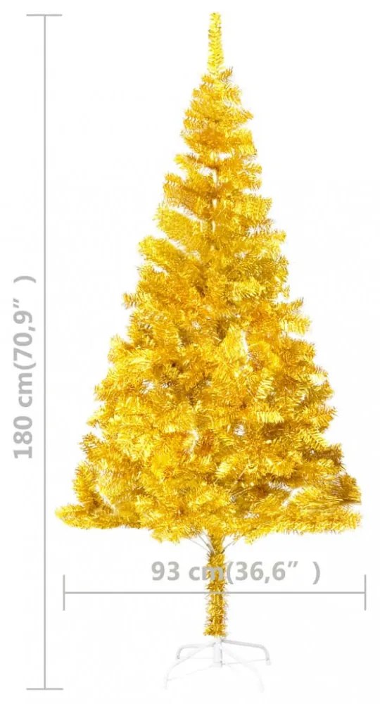 aranyszínű PET műkarácsonyfa állvánnyal 180 cm
