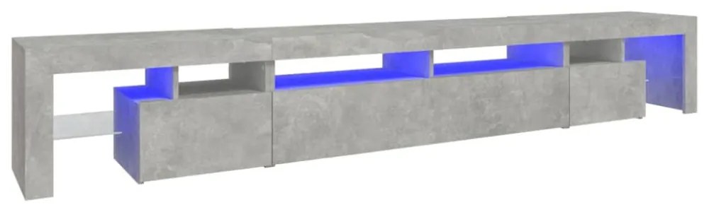 betonszürke TV-szekrény LED lámpákkal 260x36,5x40 cm