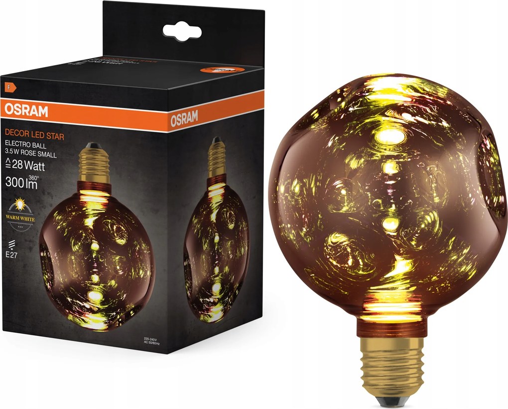 Led izzó E27 gömb 3.5W 300lm 2700K Dekoratív Rózsaszín Electro Glass S