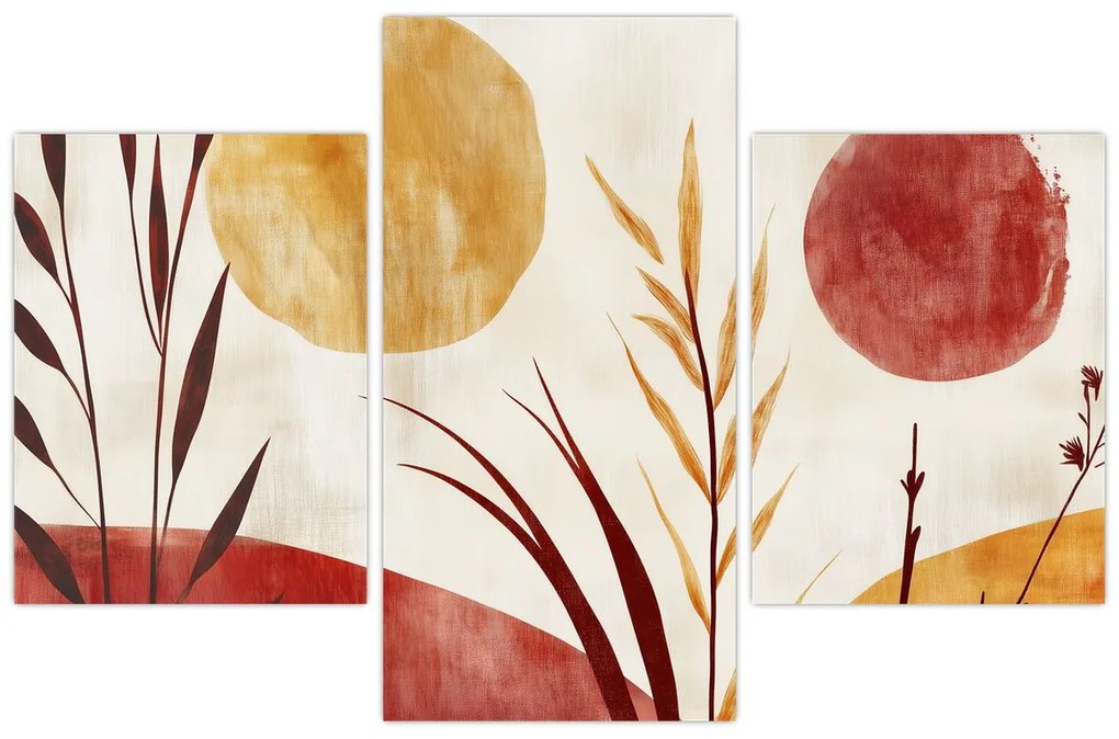 Kép - Növények és körök (90x60 cm)
