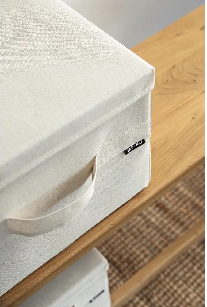 Bézs fedeles textil tárolódoboz 31x41x22 cm Soft Storage Medium – Bigso