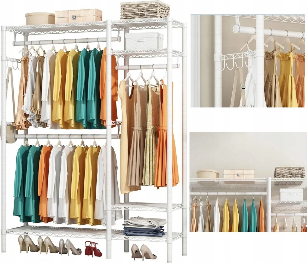 Ruhaakasztó Cipő Álló Padló Polc Állvány Fehér Fém