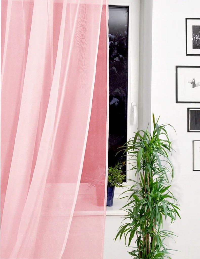 Függöny, voile függöny, finom, sima méteráru, 300 cm magas, rózsaszín