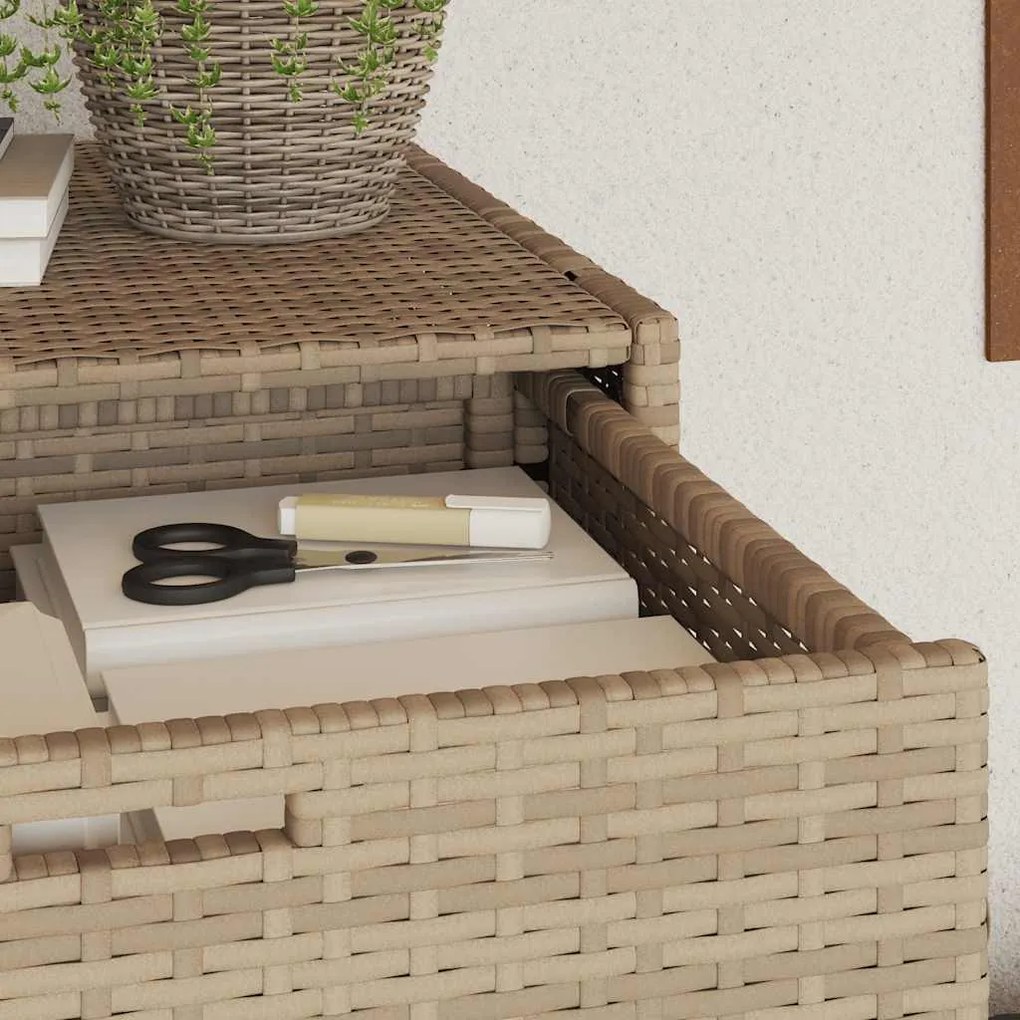 vidaXL bézs polyrattan kerti tárolószekrény 55 x 55 x 111 cm