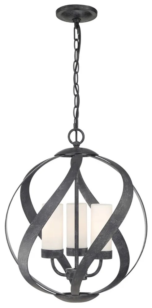 ELSTEAD QNBLACKSMITH3POBK BLACKSMITH Kültéri Függő Lámpa Fekete, Opál IP44