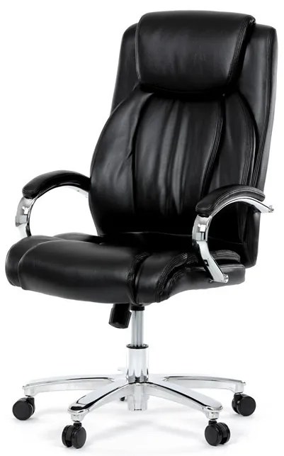 Fekete ökobőr irodai szék hintamechanikával. KA-F1385 BK