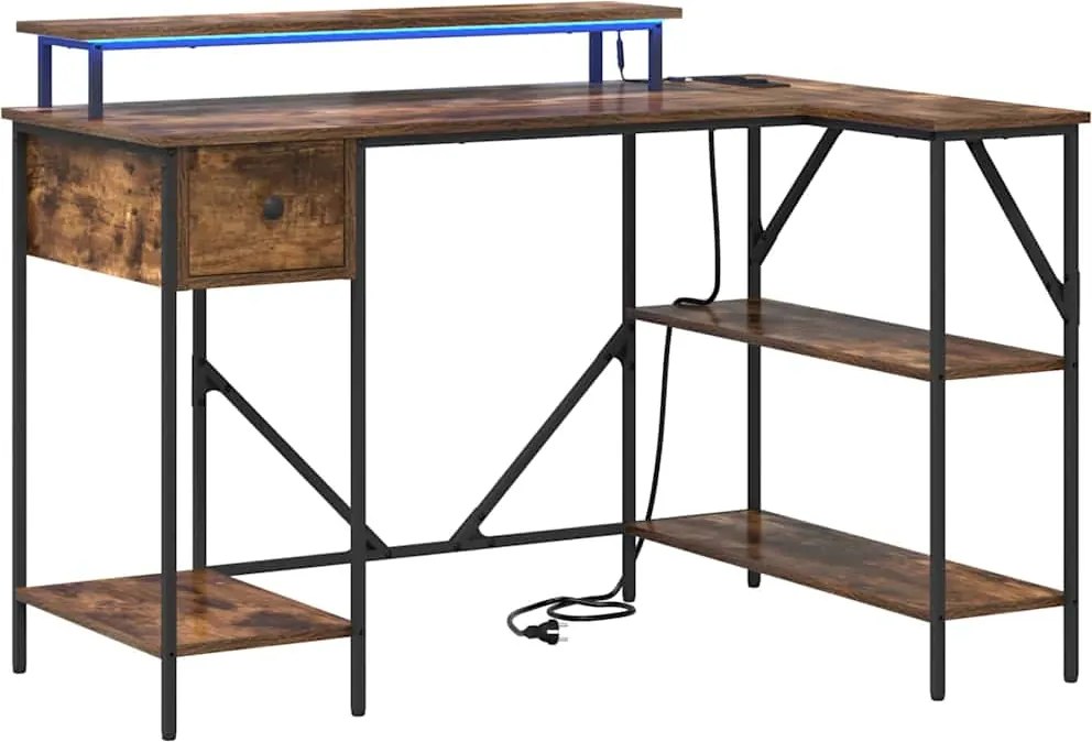 vidaXL Asztal fiókkal Füstölt tölgy 120 x 79 x 86,5 cm Faanyag