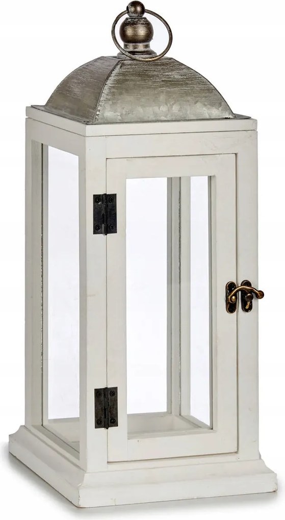 Gyertyatartó Lampion Fa Fehér Fém 18 X 18 X 43 CM Fsc Beltéri