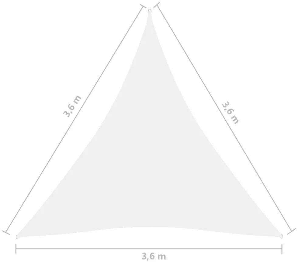 fehér háromszögű oxford-szövet napvitorla 3,6 x 3,6 x 3,6 m