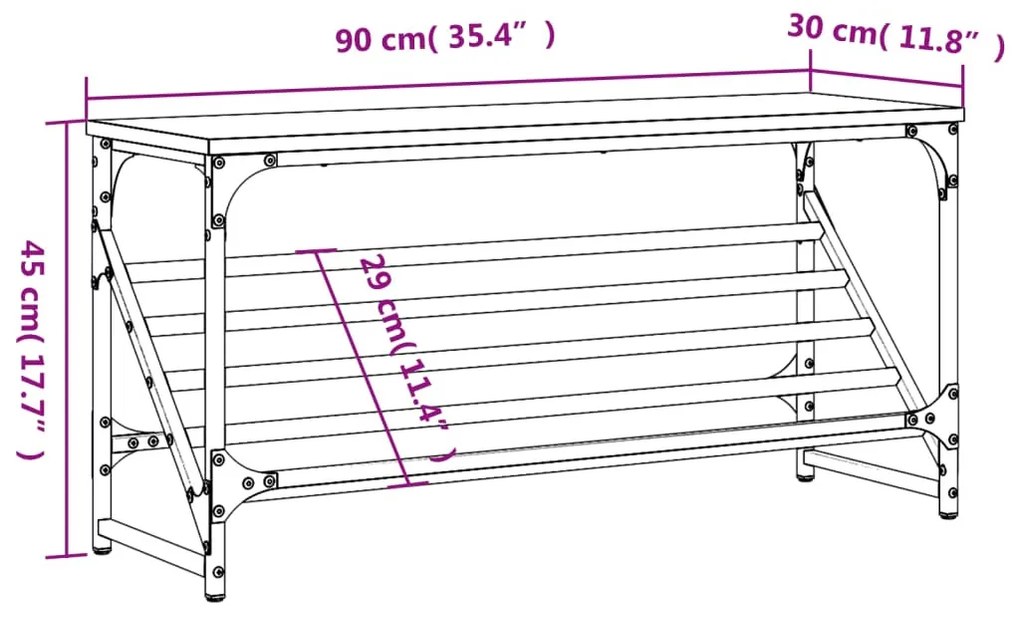 fekete szerelt fa cipőtartó 90x30x45 cm