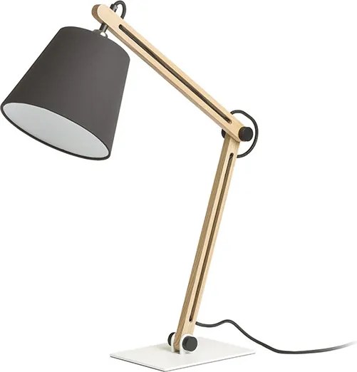 RENDL NIZZA stolní Polycotton černá/dřevo 230V LED E14 7W
