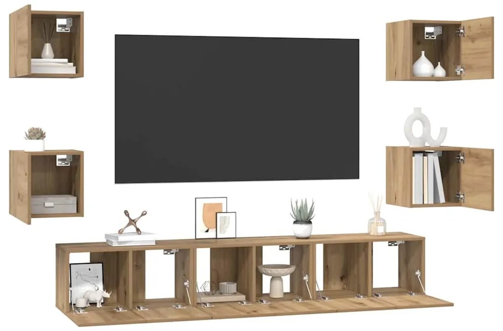 TV szekrény garnitúra 7 pcs kézműves tölgy 60 x 30 x 30 cm