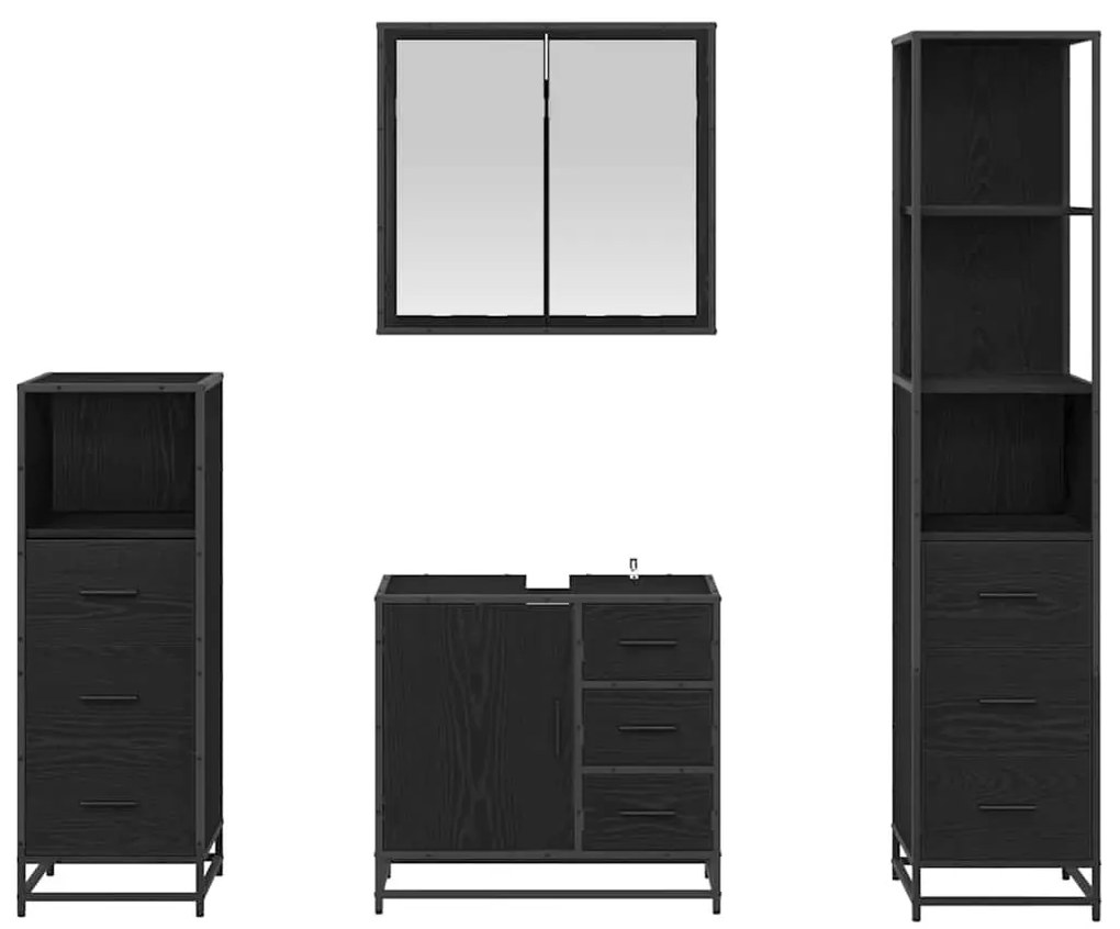 Fürdőszoba bútor szett 4 pcs Musta tammi 65 x 33 x 60 cm