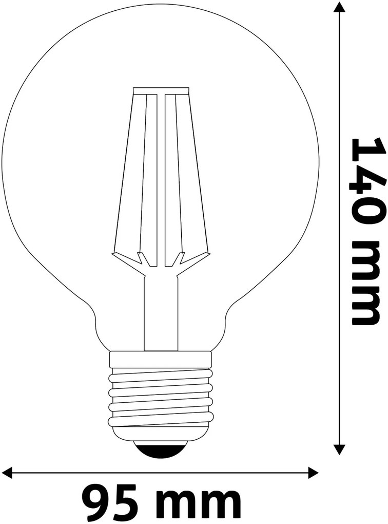 Avide LED Filament Globe G95 7W Fényerőszabályzós Borostyán E27 WW 2500K