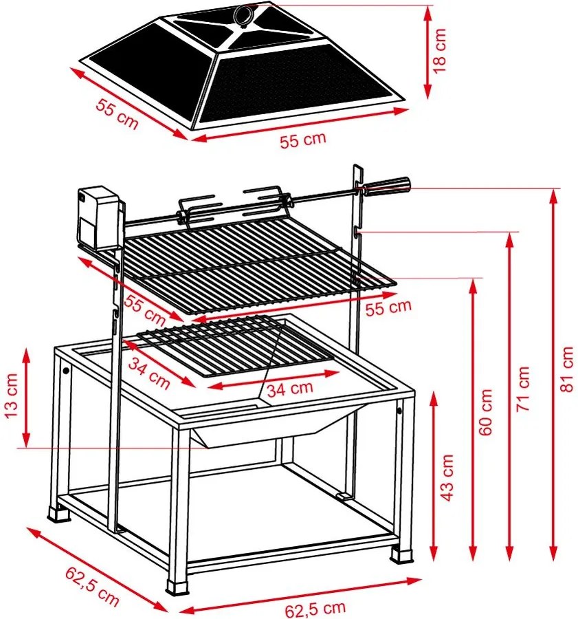 Avenberg ARIZONA Multifunkciós tűzrakóhely + grill elektromos tűvel