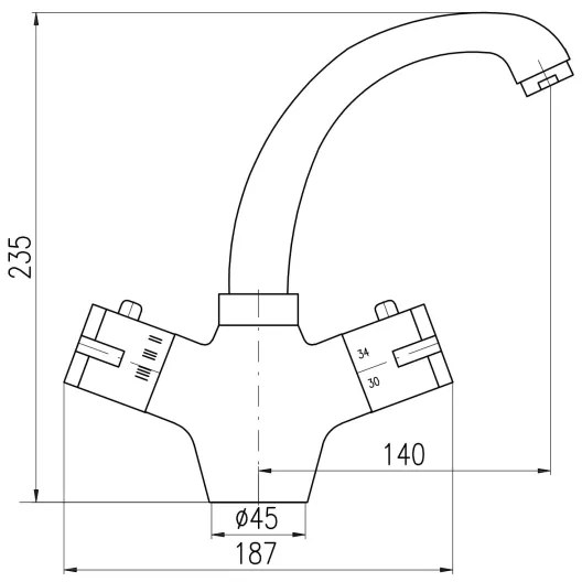 RAV Slezák TRM26.0 - TERMO termosztátos mosdócsaptelep, 23,5 cm, fényes króm