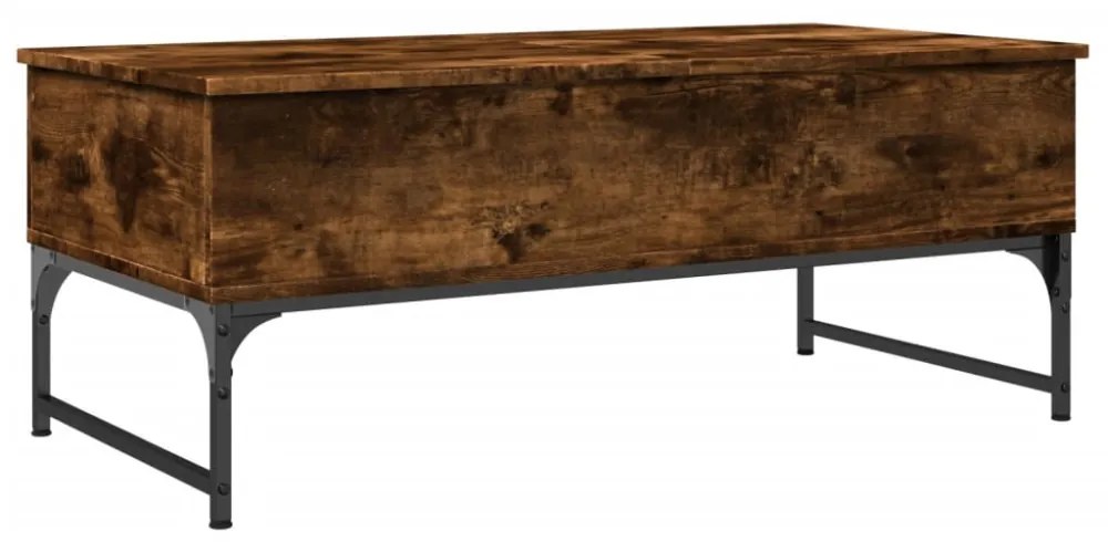 füstös tölgy szerelt fa és fém dohányzóasztal 100 x 50 x 40 cm