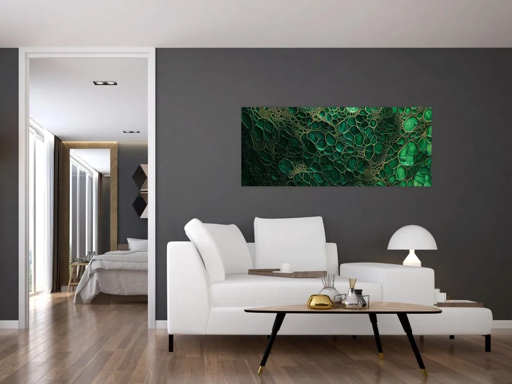 Kép - Zöld mikroszkópos kép (120x50 cm)