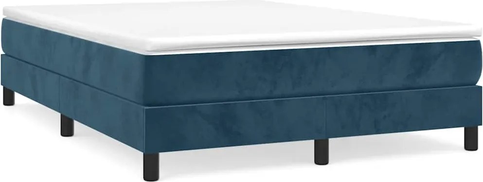 vidaXL sötétkék bársony rugós ágykeret 140x200 cm