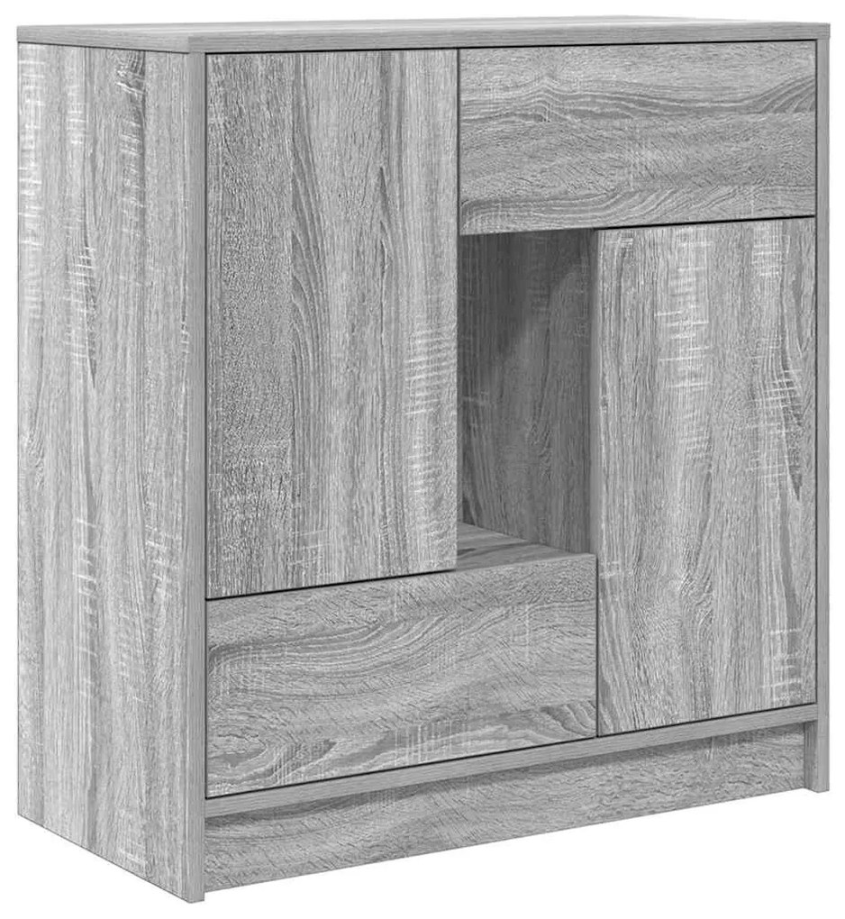 szürke sonoma komód fiókokkal és ajtókkal 70,5x34x74,5 cm