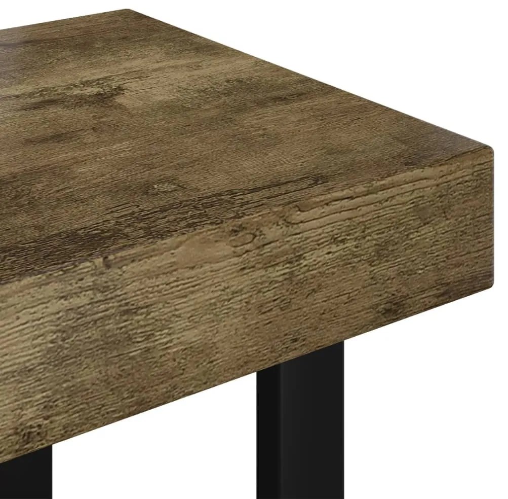 Sötétbarna és fekete MDF és vas dohányzóasztal 90x45x40 cm