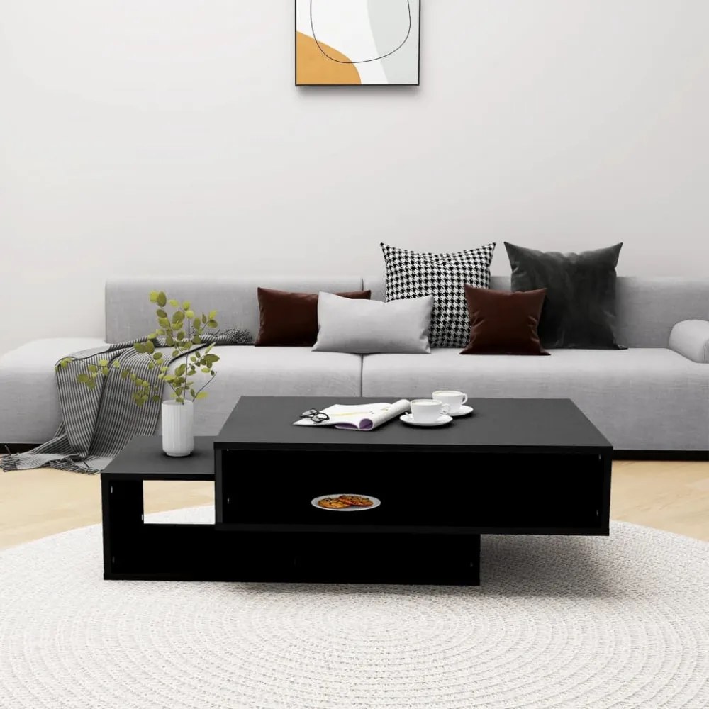 fekete szerelt fa dohányzóasztal 105 x 55 x 32 cm