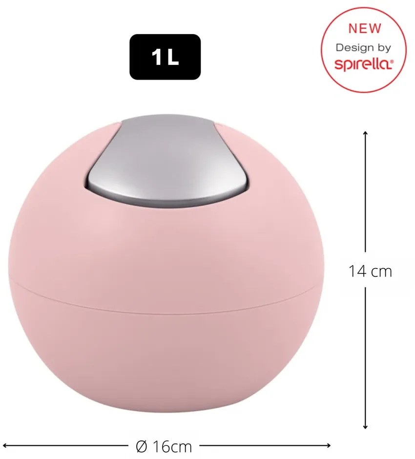 Rózsaszín műanyag szemetes 1 l Bowl Matt – Spirella