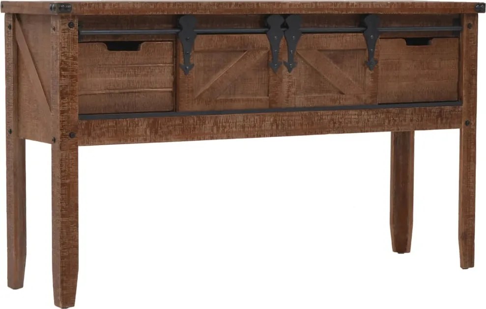 vidaXL barna tömör fenyő konzolasztal 131 x 35,5 x 75 cm
