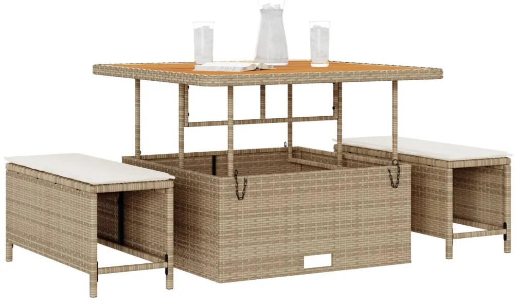 Kert étkező szett Bézs Poli rattan