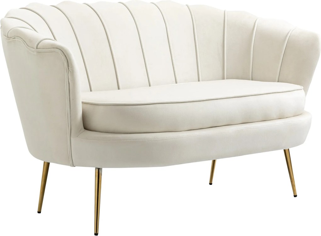 HOMCOM 2 Személyes Kanapé Karpereccel, Vastagon Párnázott Kárpitozott Kanapé, Modern Loveseat Velvet Hatással, Nappaliba és Hálószobába, 130 x 77 x 77