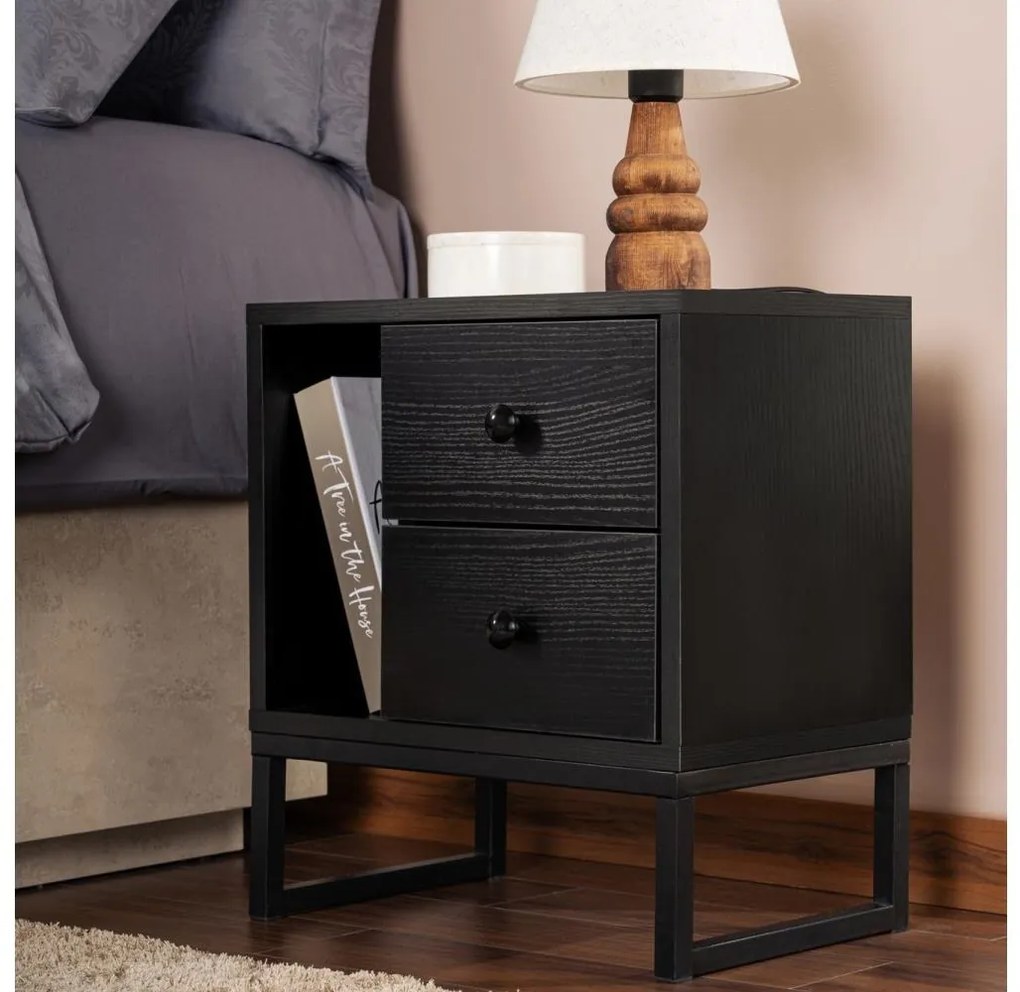 Éjjeliszekrény GLIMMER 50x45,2 cm fekete