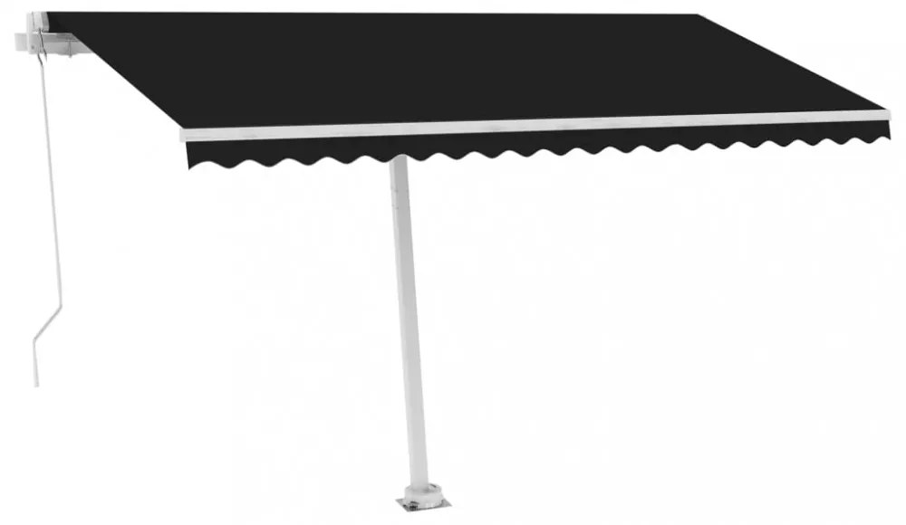 antracitszürke kézzel kihúzható LED-es napellenző 400 x 350 cm
