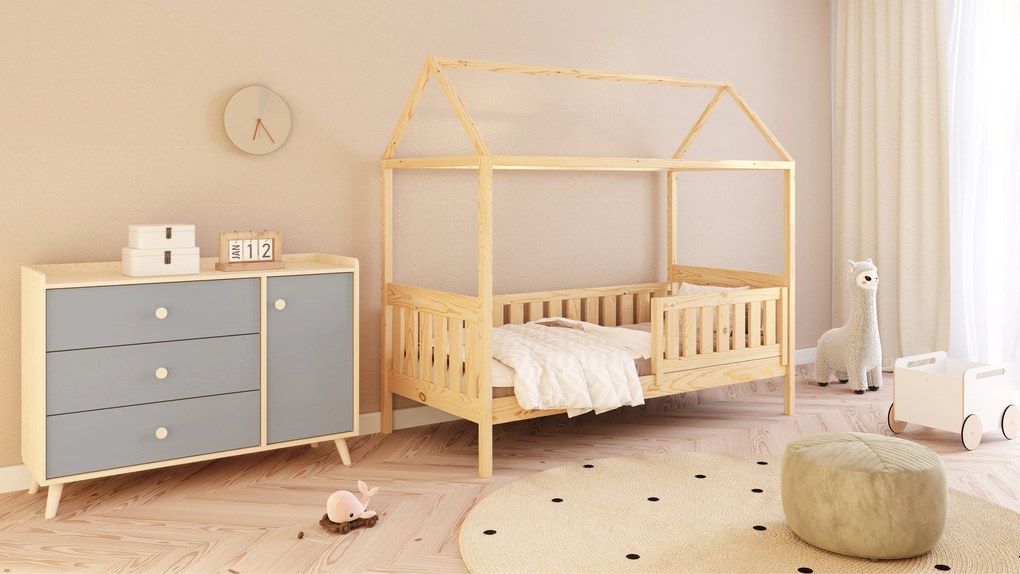 Nemos 80x160 egyszintes gyermekágy - fenyőfa