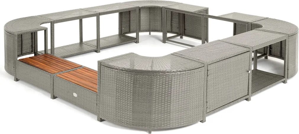 Lay-Z-Spa négyzet alakú rattan jakuzzi bútor, 188 cm, szürke