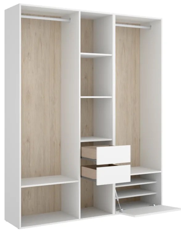 SUITA 3 nyitott szekrény, 158x205x45, fehér/természetes