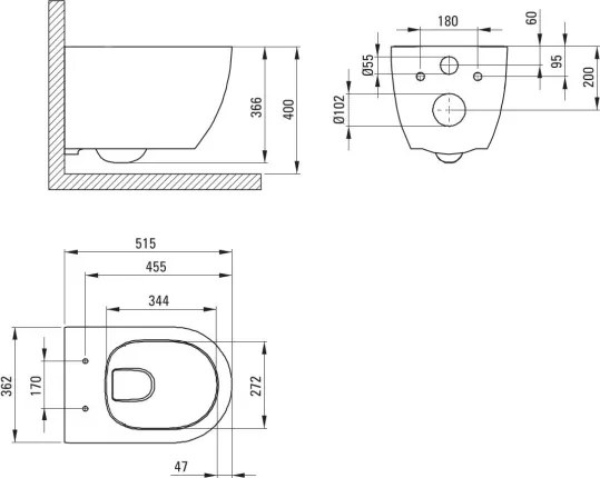 Függesztett WC + WC-ülőke ROUND + SIGMA nyomólap + rejtett tartálymodul + alátét