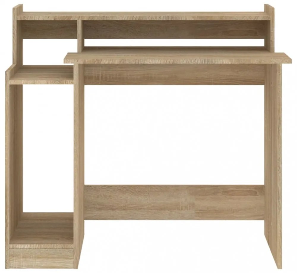 sonoma tölgy színű szerelt fa íróasztal LED-ekkel 97x45x90 cm