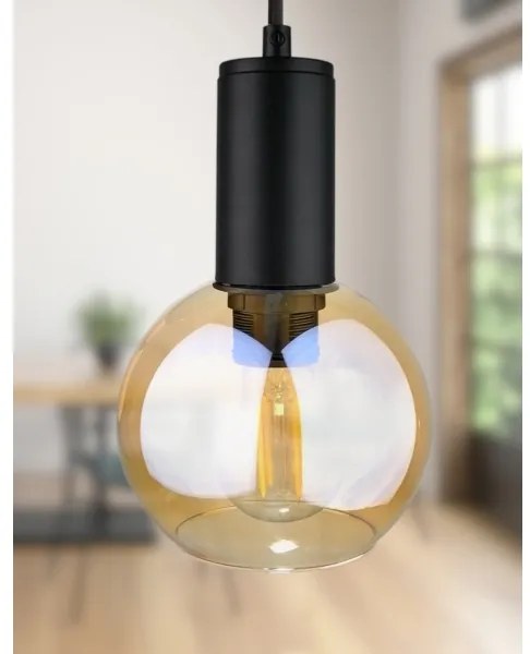 Csillár zsinóron JANTAR BLACK 2xE27/60W/230V