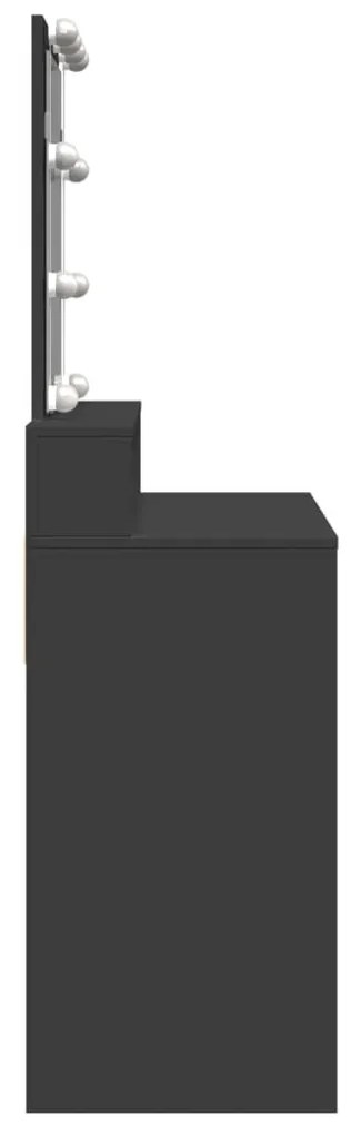 fekete fésülködőasztal LED-del 80 x 41 x 144,5 cm
