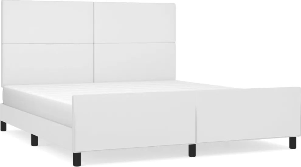 vidaXL fehér műbőr ágykeret fejtámlával 160x200 cm
