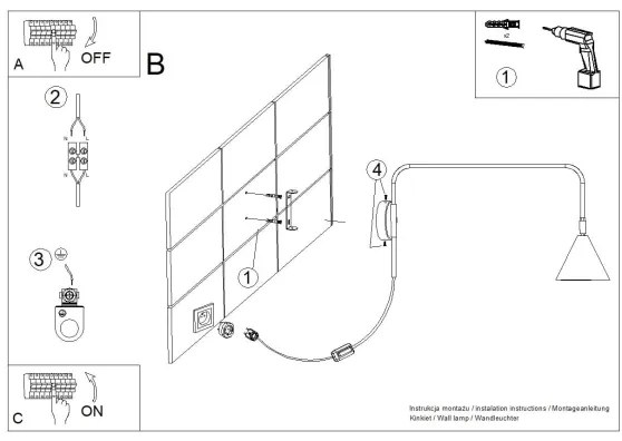 Sollux SL.1697 - Fali lámpa NOX 1xE14/10W/230V fekete