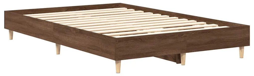 barna tölgyszínű szerelt fa ágykeret matrac nélkül 135 x 190cm