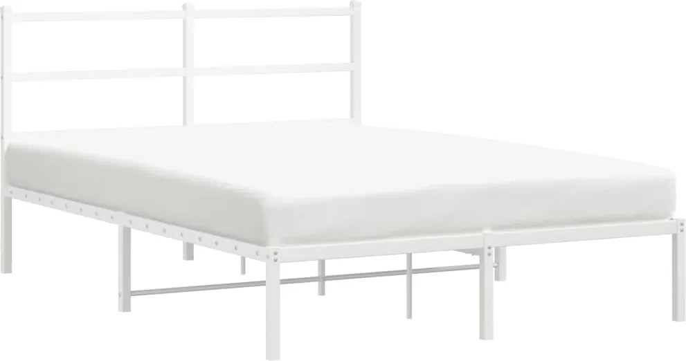 vidaXL fehér fém ágykeret fejtámlával 135 x 190 cm