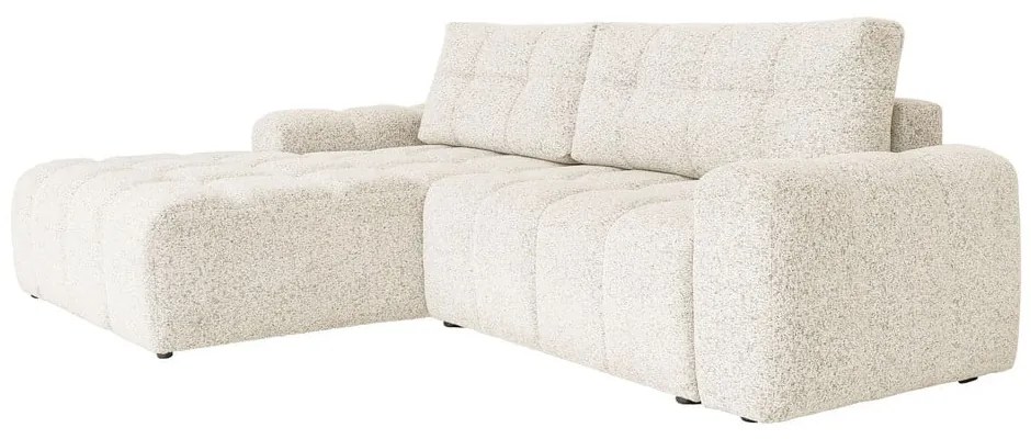 Krémszínű kinyitható tárolóhelyes moduláris sarokkanapé (bal oldali) Lulu – Miuform
