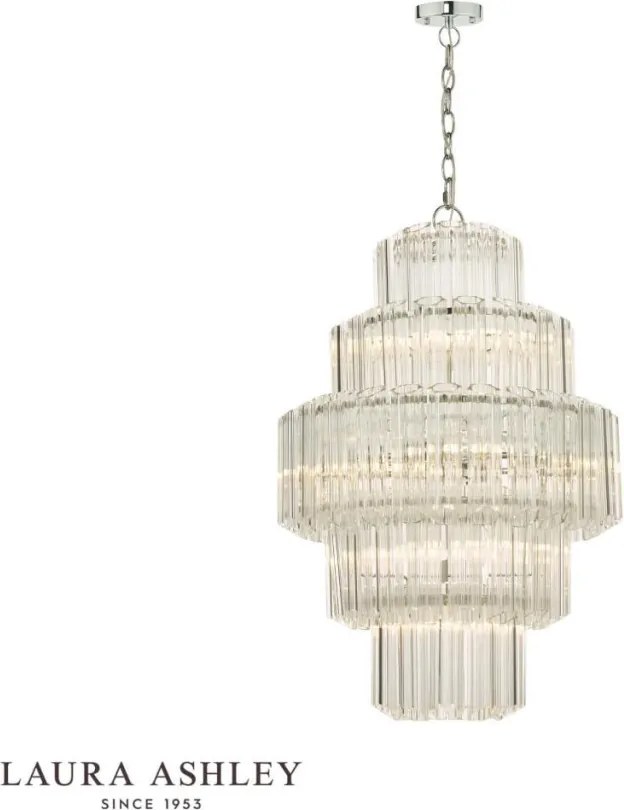 LAURA ASHLEY 3756148-Q GENEVIEVE Kristály Függesztett Lámpa Csiszolt Króm E14 IP20