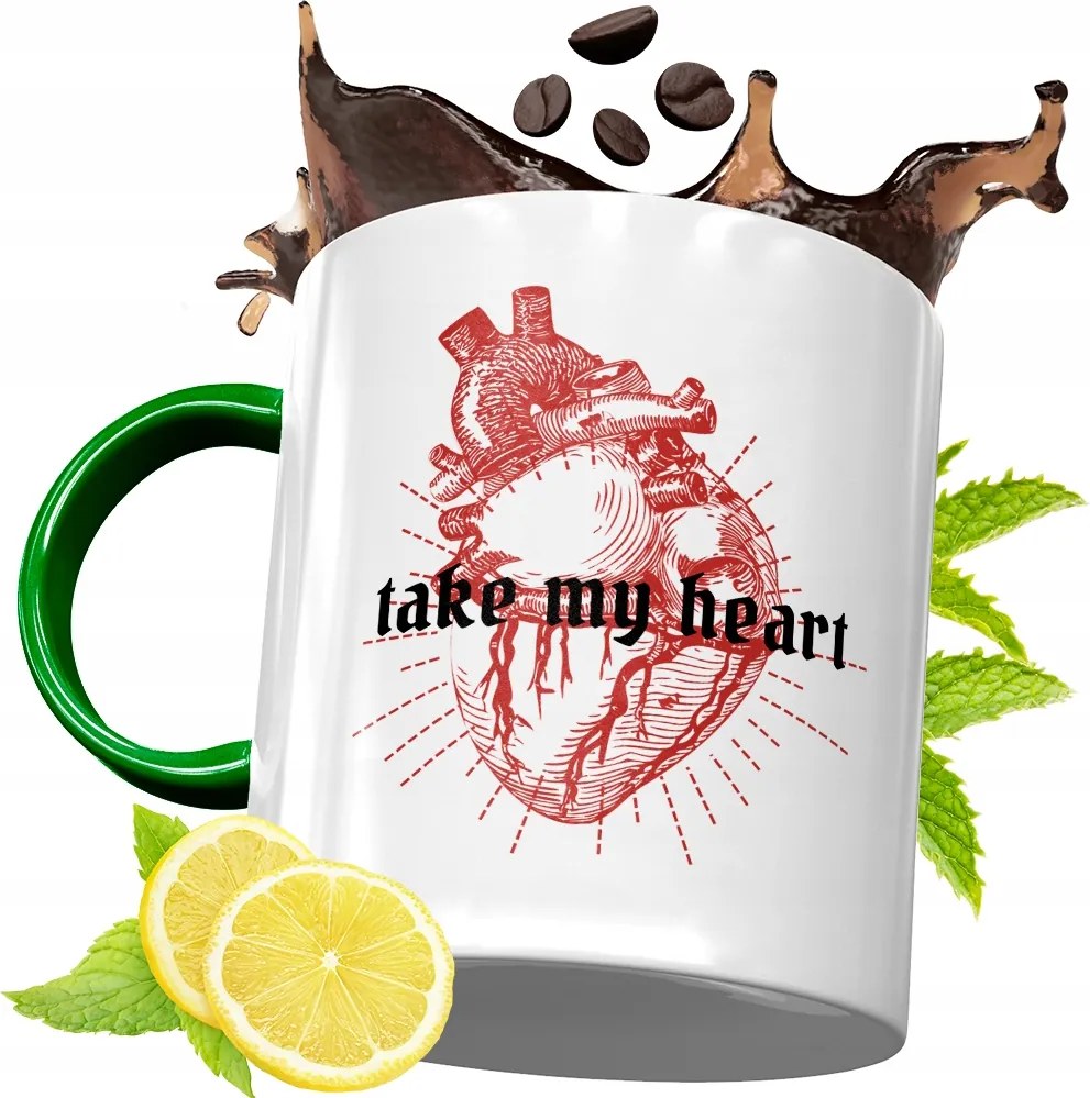 Zöld Bögre Valentin Napra Szerelmeseknek fényképes nyomtatással