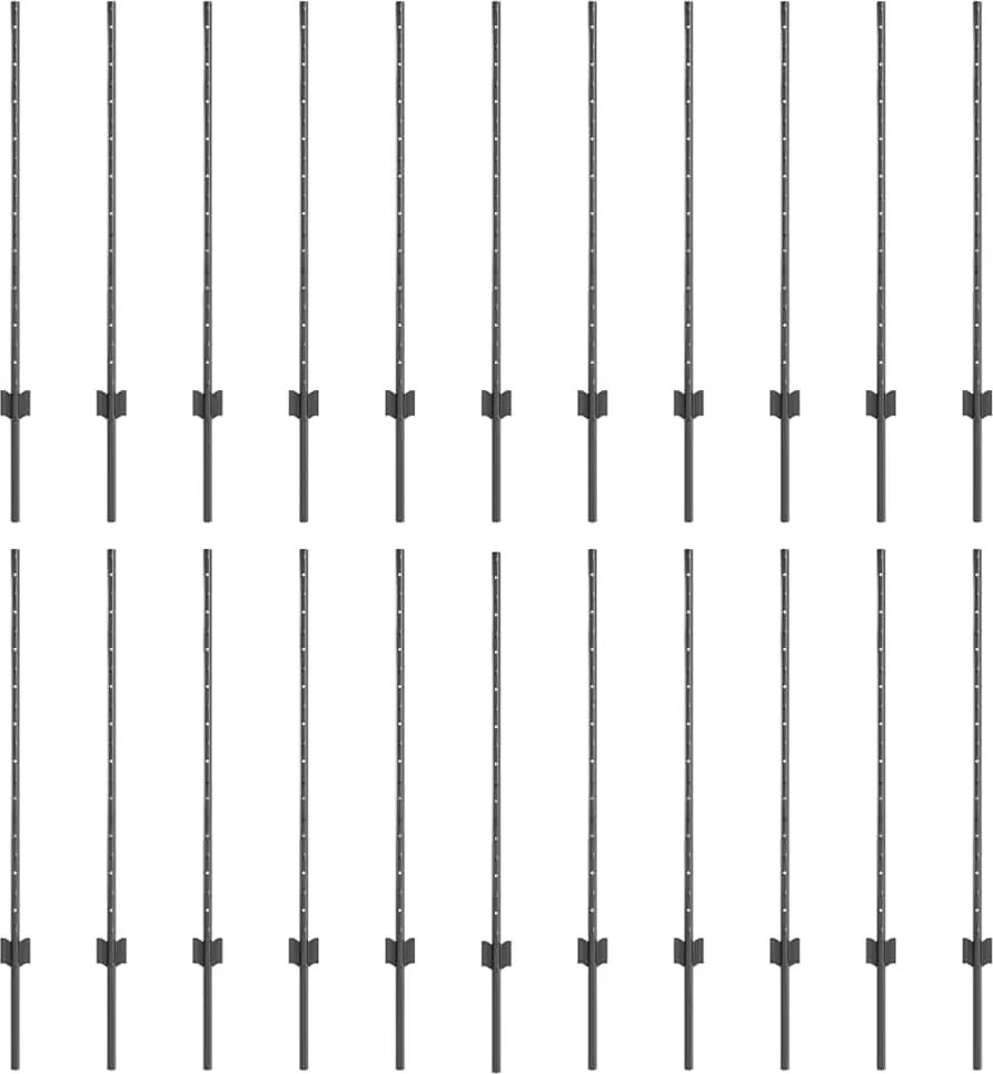 vidaXL Kerítésoszlop 22 pcs Szürke 140 cm Acél